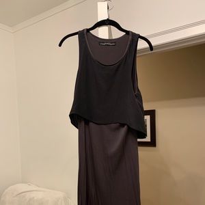 AllSaints Black and Grey Silk Rubio Layered Dress